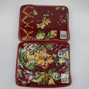 Oscar De La Renta Lot Of 2 "Cassandra"Euro Sham Red floral Ruffle New In Pkg